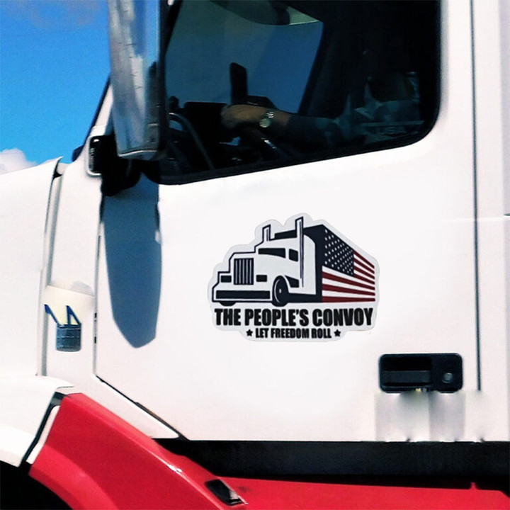 Trucker Freedom Convoy Car Stickers The People's Convoy Let Freedom Roll 2022 Merchandise