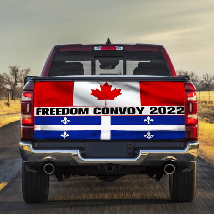 Trucker Freedom Convoy 2022 Tailgate Wraps Support Canadian Quebec Drivers For Mandate Freedom