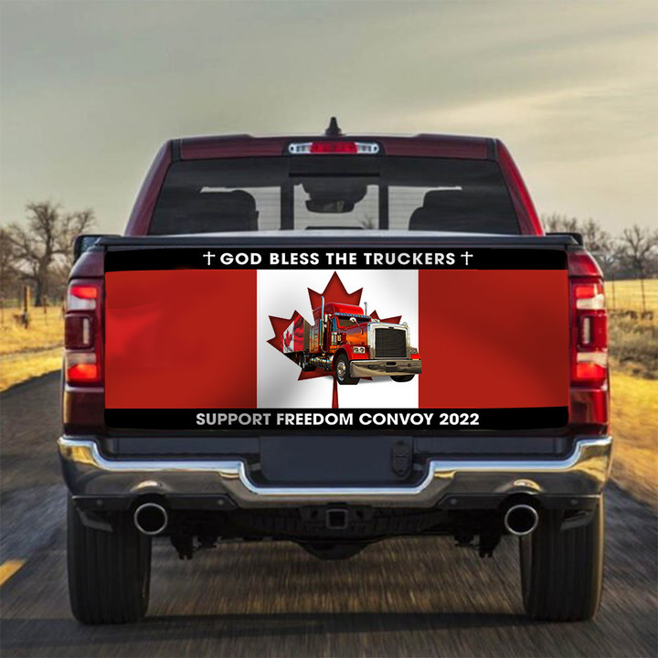 Trucker Support Freedom Convoy 2022 Canada Flag Tailgate Wraps God Bless The Truckers