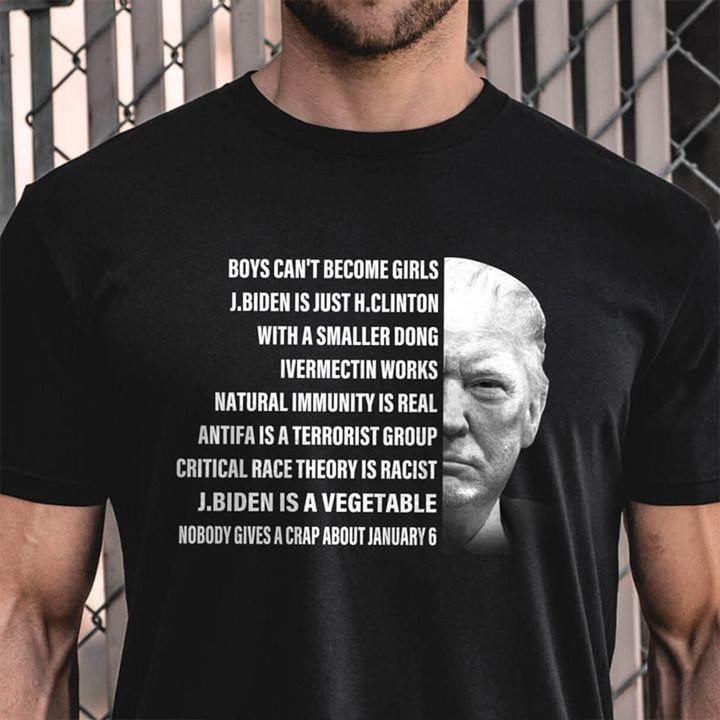 Donald Trump Shirt Boys Can't Be Girls Anti Joe Biden T-Shirt For Trump Supporters