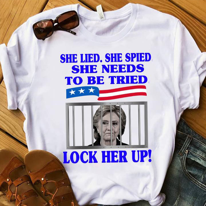 Hillary Clinton She Needs To Be Retried Lock Her Up T-Shirt Anti Clinton Political Shirt