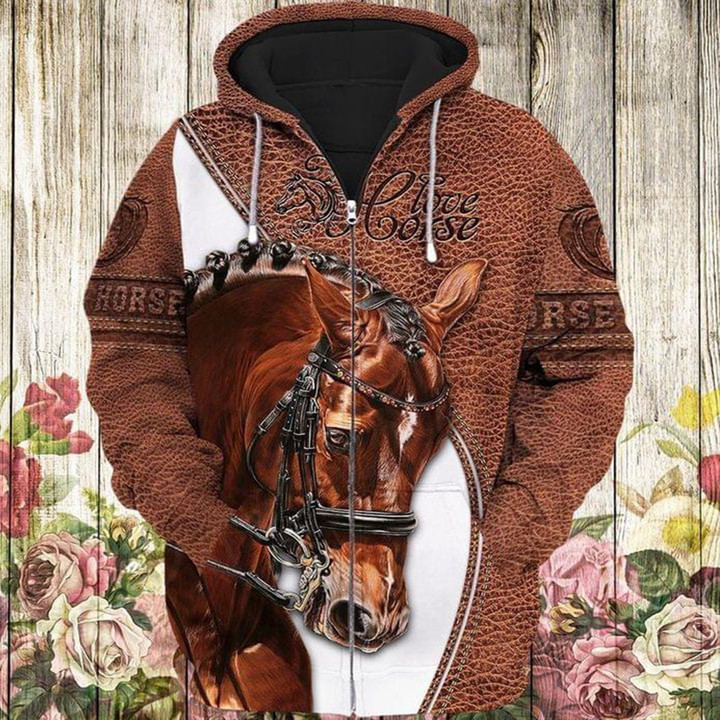 Love Horse Zip Up Hoodie Apparel Equestrian Unique Gifts For Horse Lovers