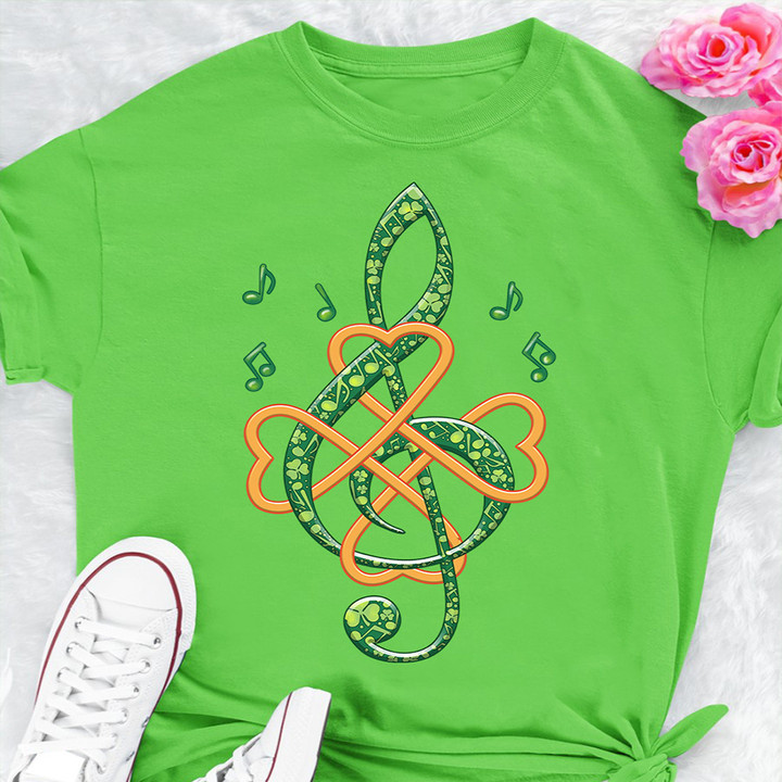 Music Note Green St Patrick's Day Shirt Mens Womens St Patrick's Day Apparel