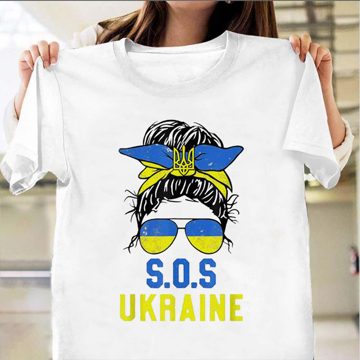 Fuck Putin Shirt Girl Messy Bun For Freedom No War In Ukraine SOS Ukraine Merch