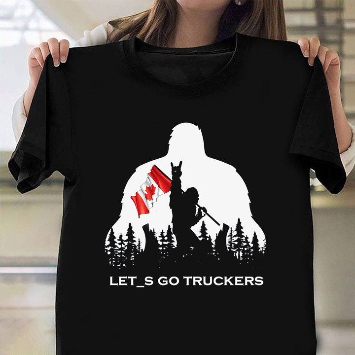 Bigfoot Canadian Flag Lets Go Trucker Shirt Support Trucker Freedom Convoy 2022 T-Shirt