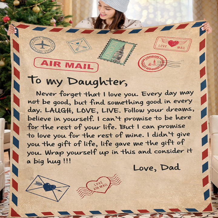 Love Envelope Dad To My Daughter Fleece Blanket Sentimental Gift From Dad To Daughter