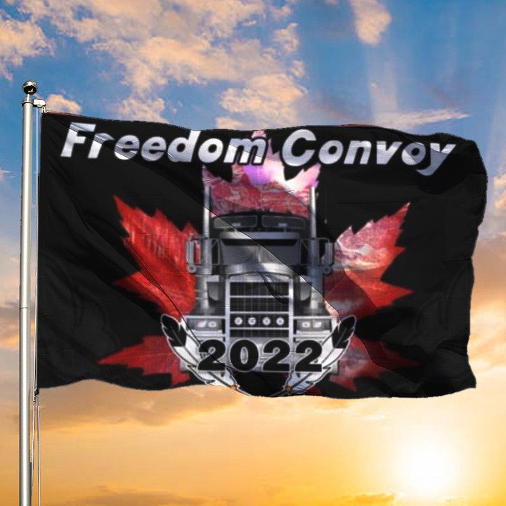 Canadian Trucker Freedom Convoy 2022 Flag Merchandise Outdoor Hanging