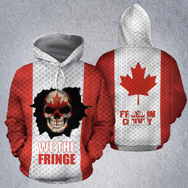 Canadian Freedom Convoy Skull Hoodie For 2022 We The Fringe Truck Drivers Support Merch