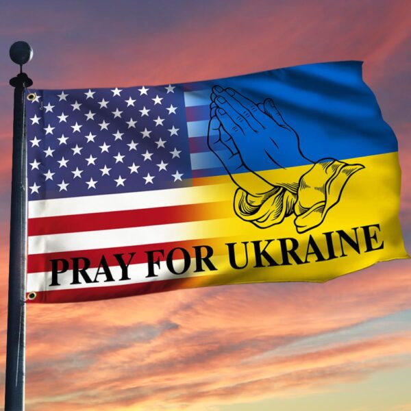 Pray For Ukraine American Ukrainian Flag I Stand With Ukraine Merch