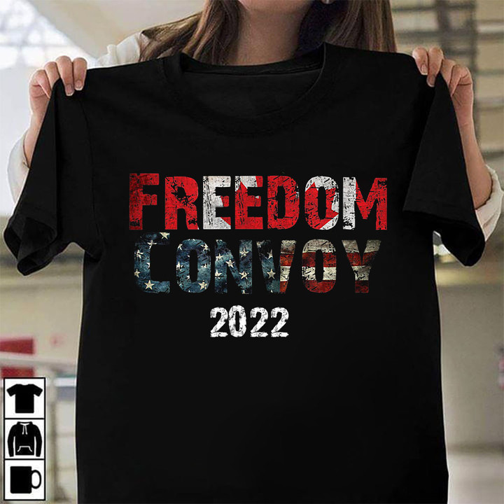American Canada Trucker Freedom Convoy Shirt Support Truckers For Freedom Rally 2022 Apparel