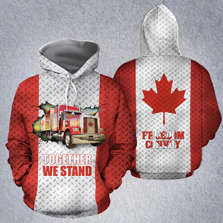 Canadian Trucker Freedom Convoy Hoodie Together We Stand For Truck Drivers 2022 Merch