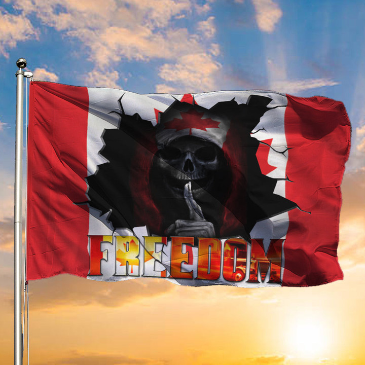 Freedom Convoy Skull Canada Flag 2022 Support Canadian Truckers For Freedom Rally