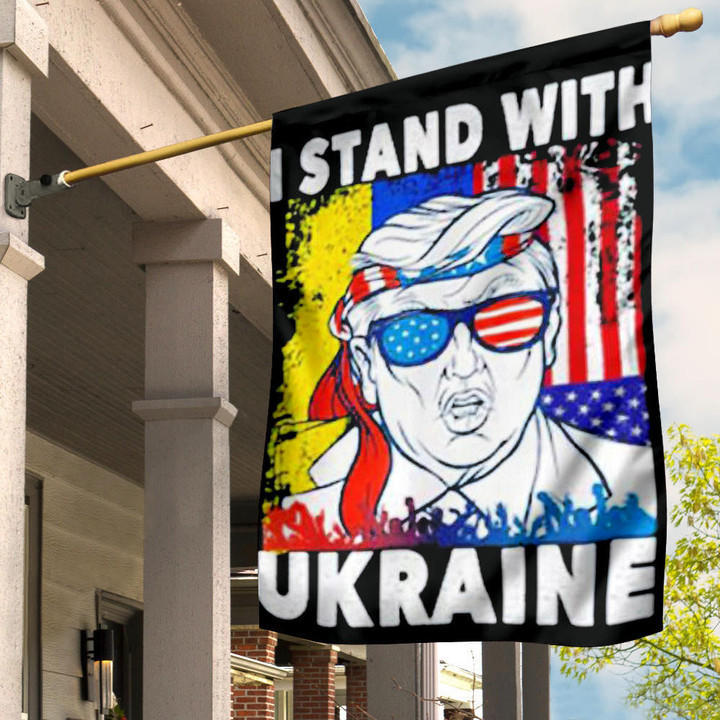 Trump I Stand With Ukraine Flag American Support Ukraine Flag Trump Merch