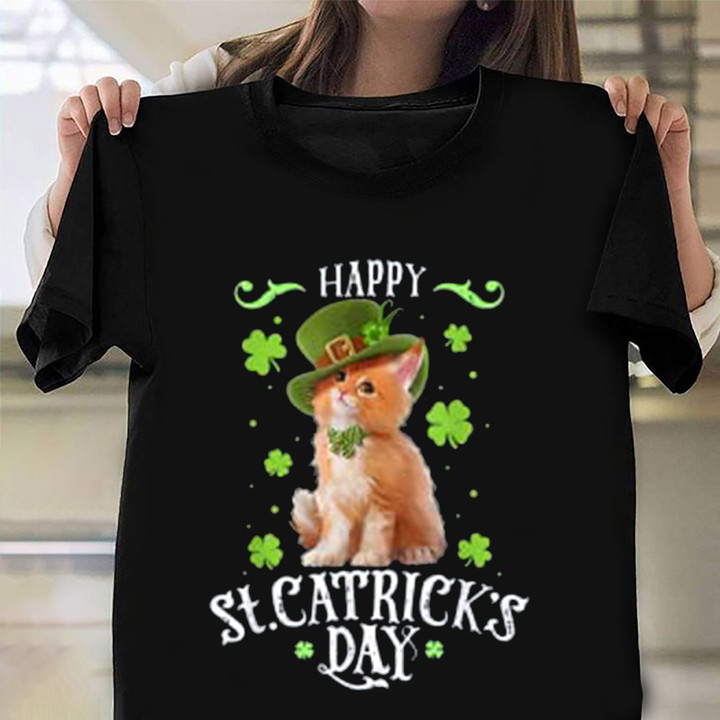 Cat Happy Catrick's St Patricks Day T-Shirt Cute St Patricks Day Shirt Gifts For Cat Lover