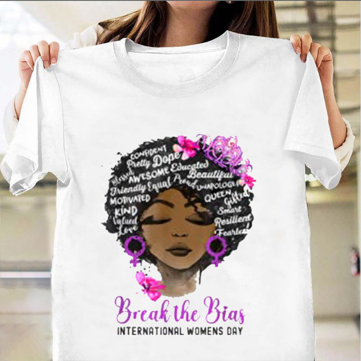 Break The Bias International Women's Day T-Shirt Womens Black History Shirt Gift