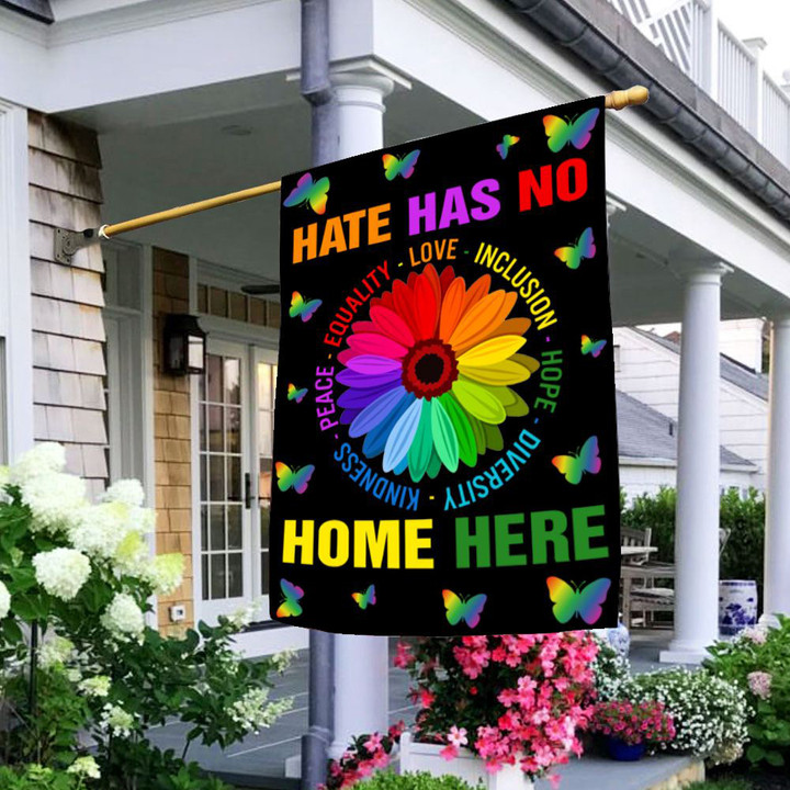 Hate Have No Home Support LGBT Flag Here Peace Equality Love Kindness Pride Flag Merch