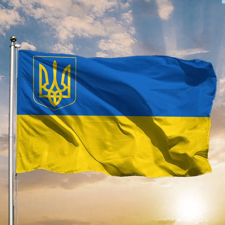 Ukraine Flag With Trident Buy Ukrainian Flag I Stand With Ukraine Merch
