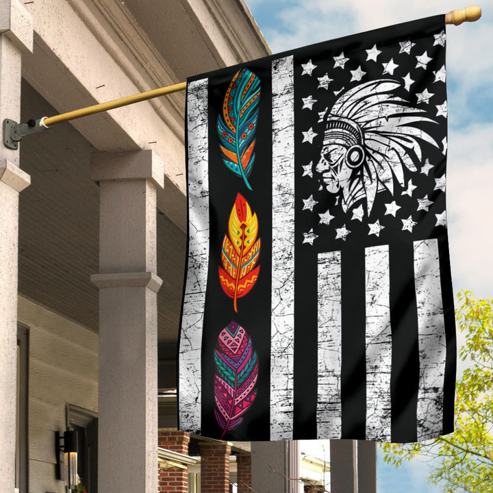 Native American Feather Flag Indigenous Awareness Native Pride Merch