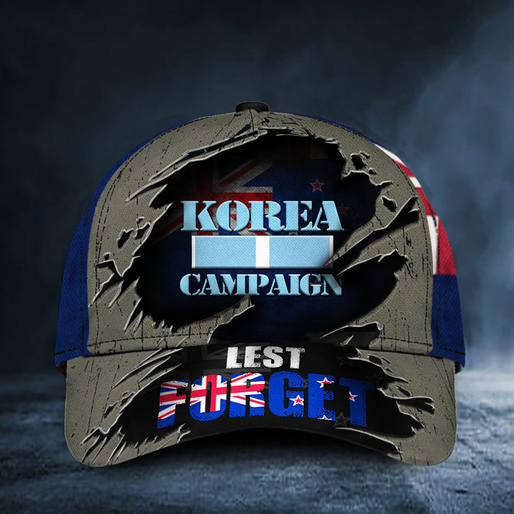 Korea Campaign Lest Forget New Zealand Flag Hat Memorial Day Military Hats Merch