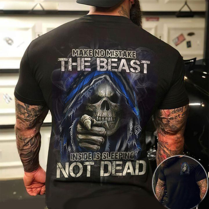 Thin Blue Line Skull Make No Mistake The Beast Inside Is Sleeping Shirt Police Graduation Gifts