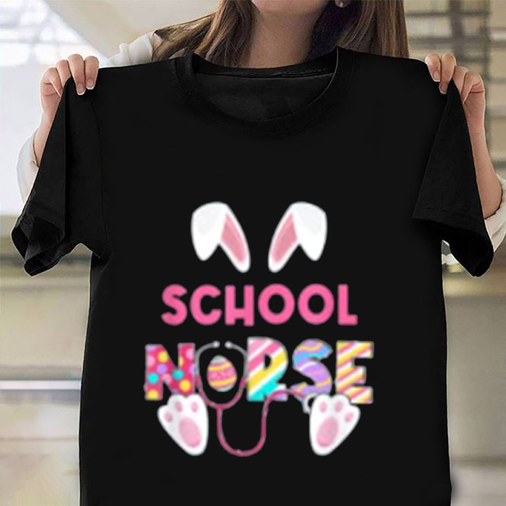 School Nurse Shirt Cute Bunny Graphic Tee Shirt Gifts For Nursing Students