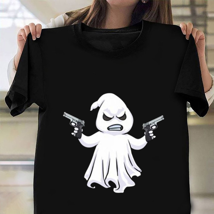Ghost With Gun Shirt Funny Graphic T-Shirt Best Gifts For Husbands