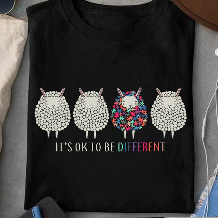 Sheep It's Okay To Be Different Autism Awareness Shirt Apparel Autism Teacher Gifts