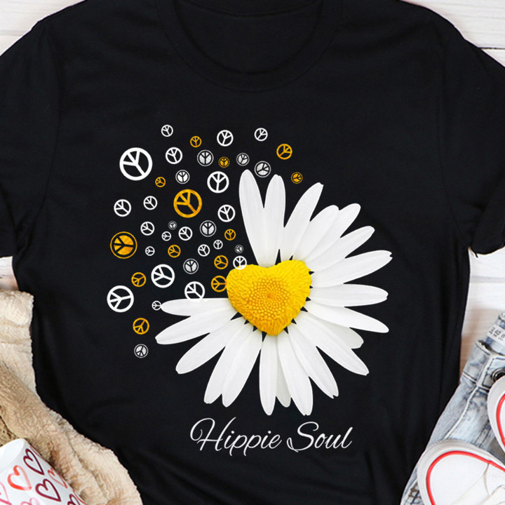 Daisy Flower Hippie Soul T-Shirt peace Sign Symbol Shirt Apparel Womens Gift
