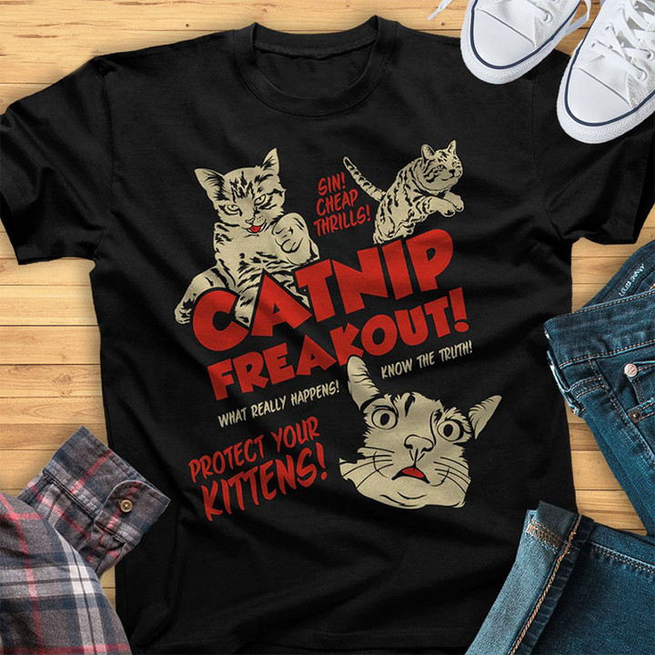 Catnip Freakout Vintage T-Shirt Clothing Cat Themed Shirt Apparel Best Gift Ideas