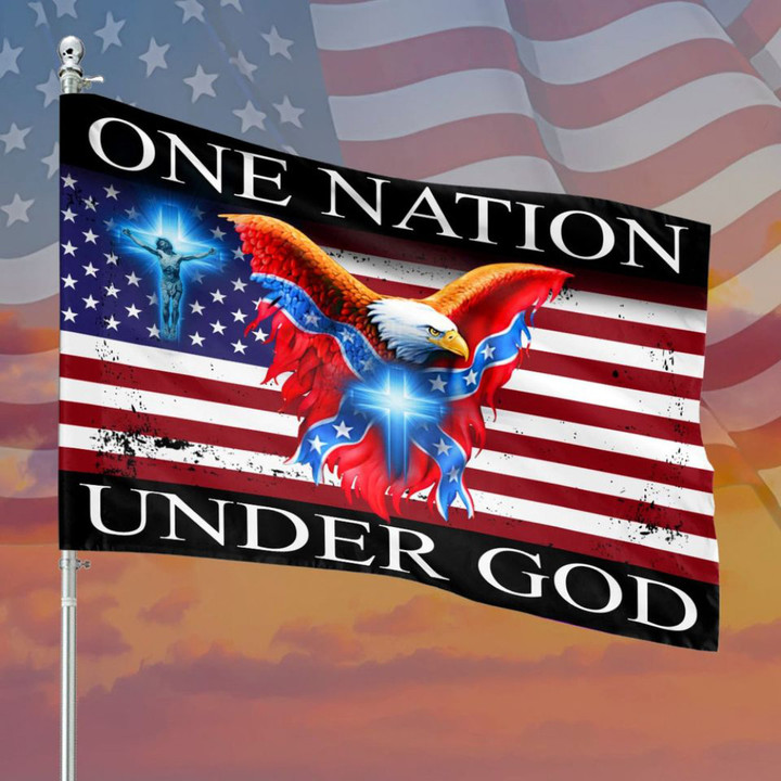 Eagle One Nation Under God American Flag Patriotic Cross Christian Indoor Outdoor Decor