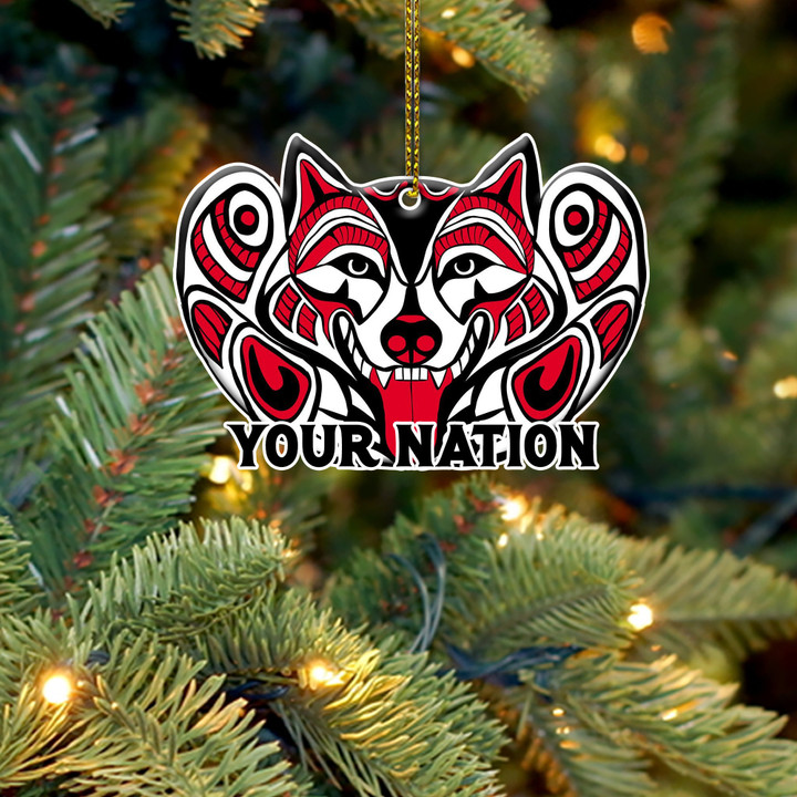 Personalized Wolf Pacific Northwest Ornament Haida Art Tree Christmas Decor