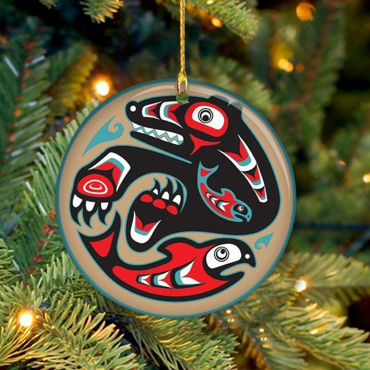 Killer Whales Pacific Northwest Haida Art Ornament Christmas Tree Ornaments