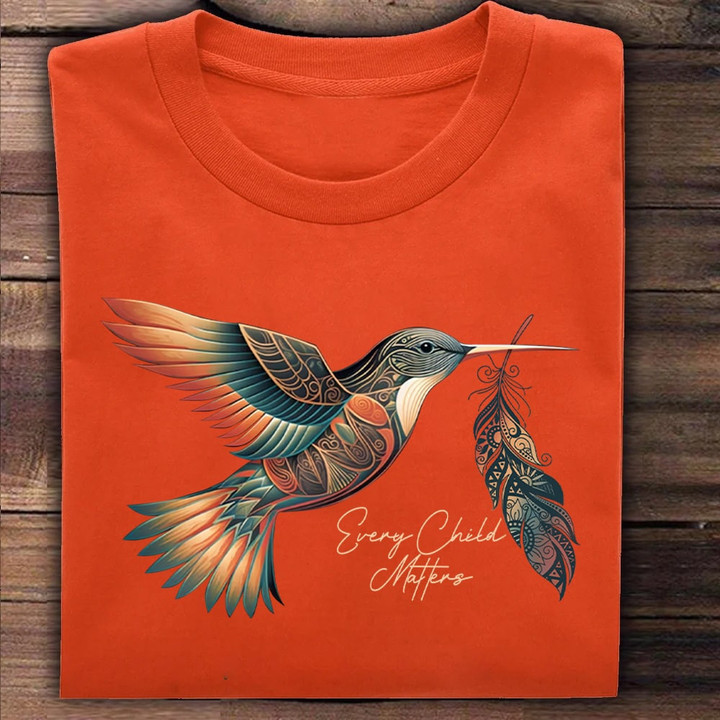 Every Child Matters Hummingbird T-Shirt Orange Shirt Day Canada Awareness Clothing.