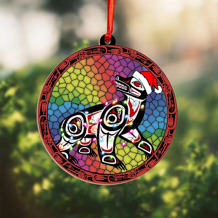 Christmas Bear Northwest Coast Suncatcher Ornament Haida Art Ornaments For Christmas Tree
