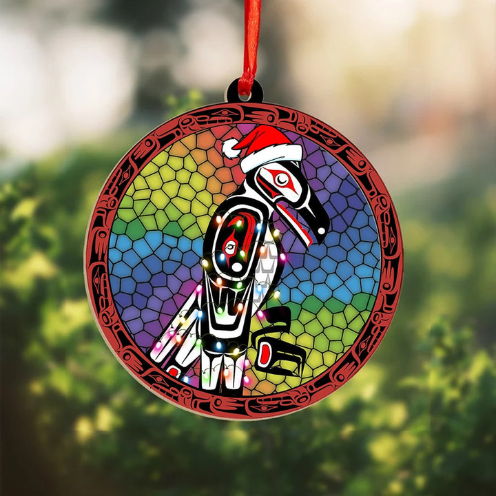 Christmas Raven Haida Art Suncatcher Ornament Northwest Coast Christmas Tree Decorations 2023