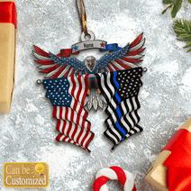 Eagle Thin Blue Line And American Flag Ornament Xmas Holiday Christmas Gifts For Cops