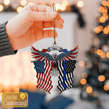 Eagle Thin Blue Line And American Flag Ornament Xmas Holiday Christmas Gifts For Cops