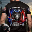 Texas And USA Flag Skull With Gun T-Shirt It Offends You Until It Defends You Shirt For Texans