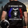 Skull Thin Blue Line Canada T-Shirt It Offends You Until It Defends You Shirt Gifts For Police