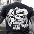 Haida Raven And The Moon Native Art Hoodie Northwest Coast Style Symbolism Clothing Men's