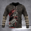 Haida Wolf And Raven Native Art Hoodie Northwest Coast Style Symbolism Apparel Gifts For Men