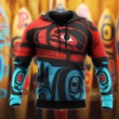 Haida Art Spirit Pattern Hoodie 3D Northwest Coast Style Native Hoodie Gifts For Boyfriend