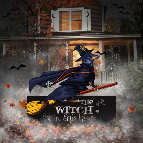 Dachshund The Witch In This House Yard Sign  Dachshund Owner Outdoor Halloween Decorations