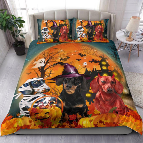 Dachshund Costume Halloween Bedding Set Dog Halloween Duvet Cover Merchandise Gift