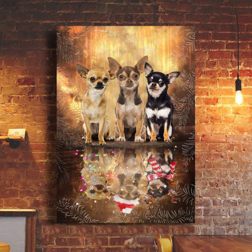 Chihuahua Christmas Poster Wall Art Living Room Decor Christmas Gift For Dog Lover