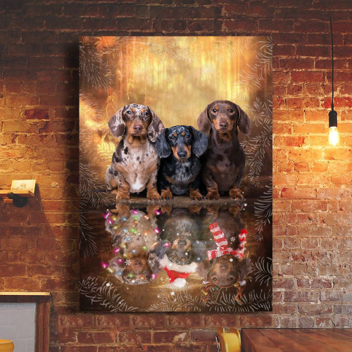 Dachshund Christmas Poster Dachshund Dog Lover Christmas Wall Home Decorative Gift