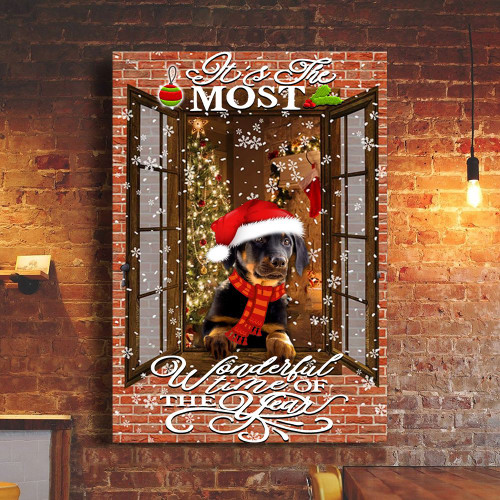 Dachshund It's The Most Wonderful Time Of The Year Poster Christmas Wall Hanging House Decor