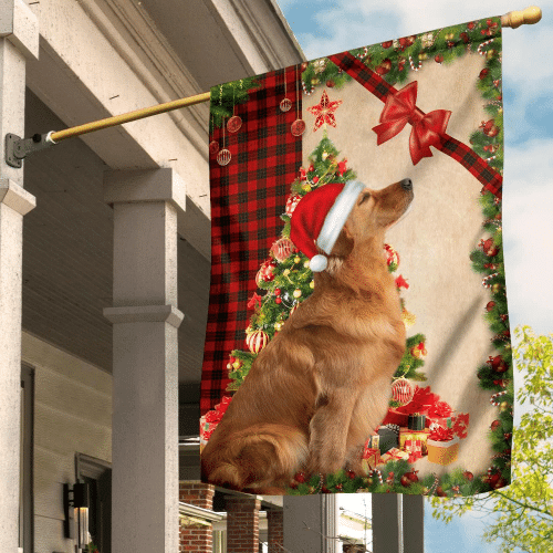 Golden Retriever Christmas Flag Cute Dog Flag Christmas House Decorations Outside