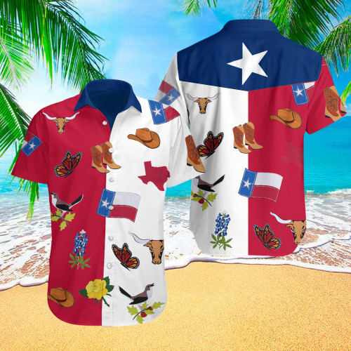 Texas Flag Hawaiian Shirt Cowboy Outfit Texas Pride Summer Clothing Gift