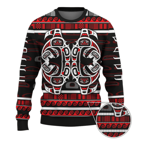 The Killing Whale Sweater Pacific Northwest Style Sweatshirt Haida Art Clothing